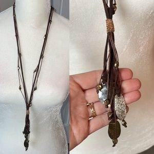 Mixed metals unique tassel statement necklace